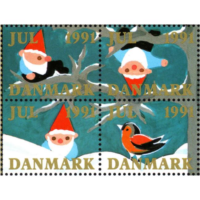 Danish Christmas Seals デンマーク クリスマス シール（1991年/4枚カット）
