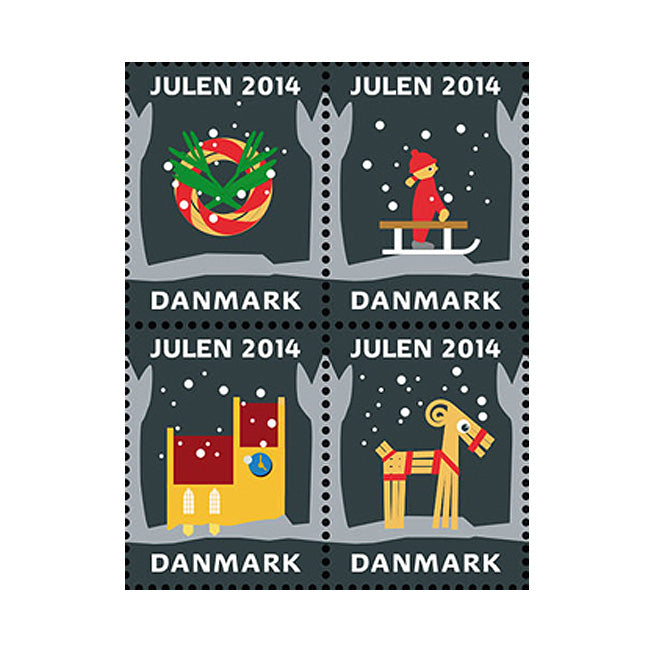 Danish Christmas Seals デンマーク クリスマス シール（2014年/4枚カット）