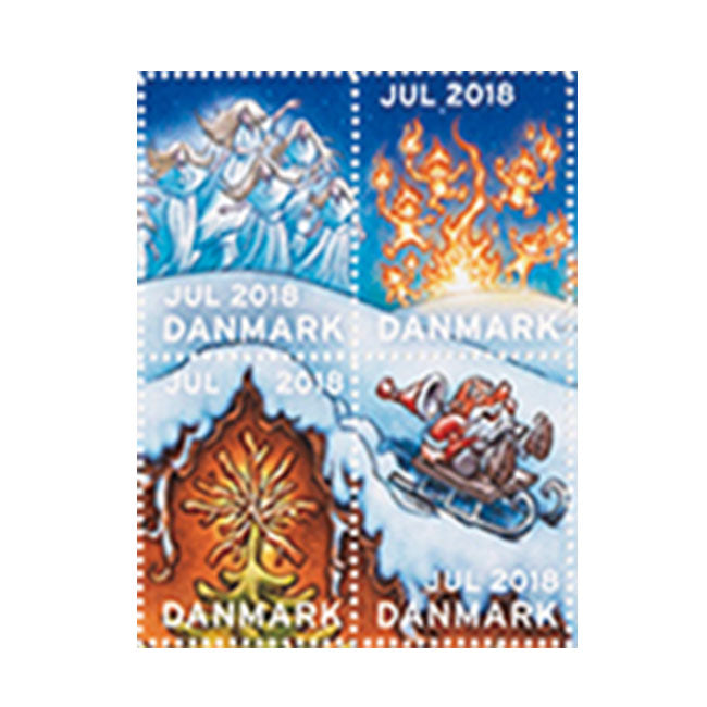 Danish Christmas Seals デンマーク クリスマス シール (2018年/4枚カット)