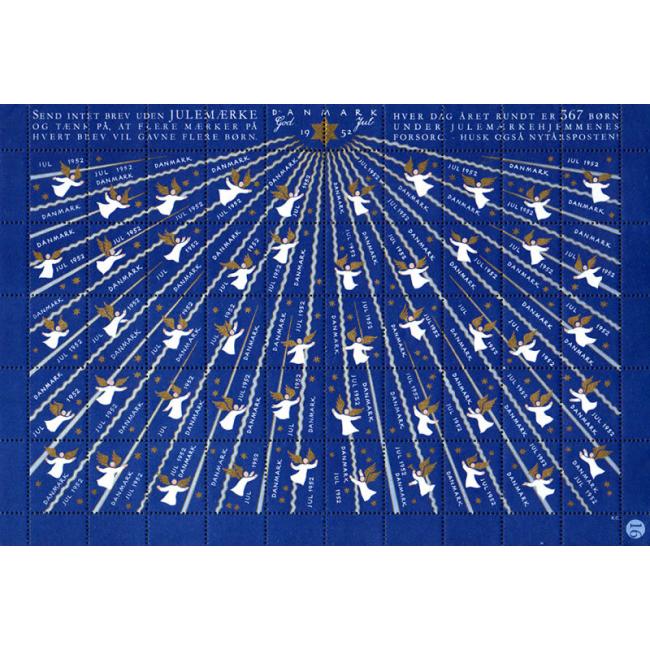 Danish Christmas Seals デンマーク クリスマス シール (1952年/50枚 1シート)