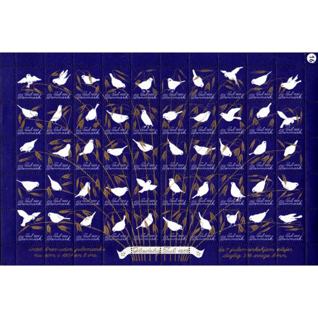 Danish Christmas Seals デンマーク クリスマス シール (1955年/50枚 1シート)