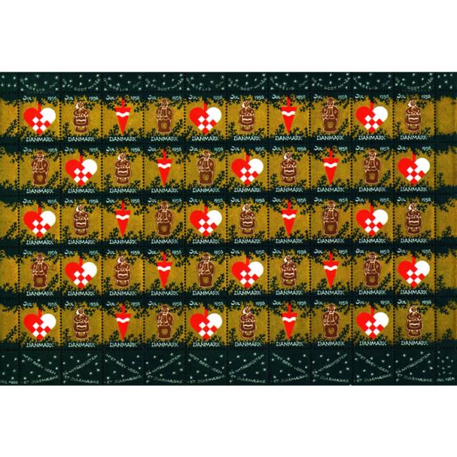 Danish Christmas Seals デンマーク クリスマス シール (1956年/50枚 1シート)