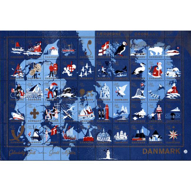 Danish Christmas Seals デンマーク クリスマス シール (1959年/50枚 1シート)