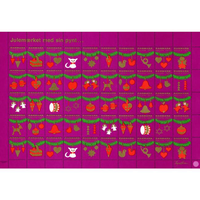 Danish Christmas Seals デンマーク クリスマス シール (1977年/50枚 1シート)