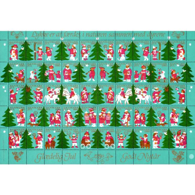Danish Christmas Seals デンマーク クリスマス シール (1980年/50枚 1シート)