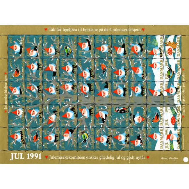 Danish Christmas Seals デンマーク クリスマス シール (1991年/50枚 1シート)