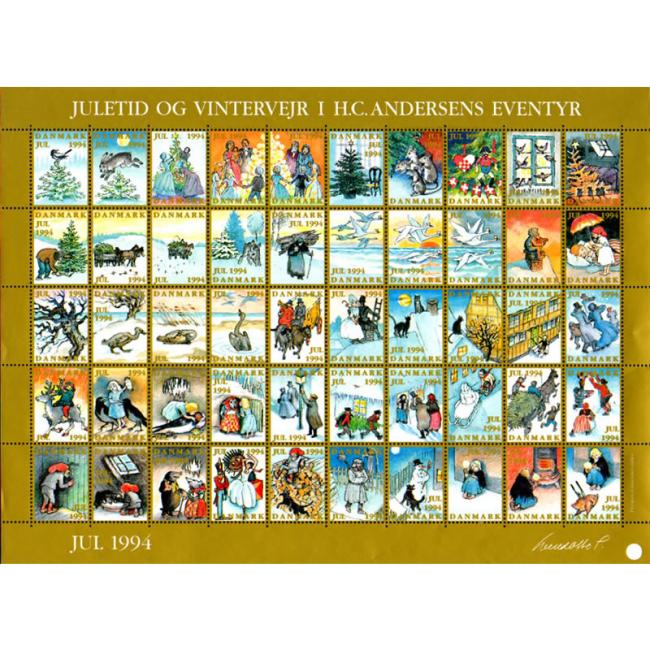 Danish Christmas Seals デンマーク クリスマス シール (1994年/50枚 1シート)