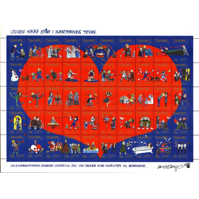 Danish Christmas Seals デンマーク クリスマス シール (1999年/50枚 1シート)