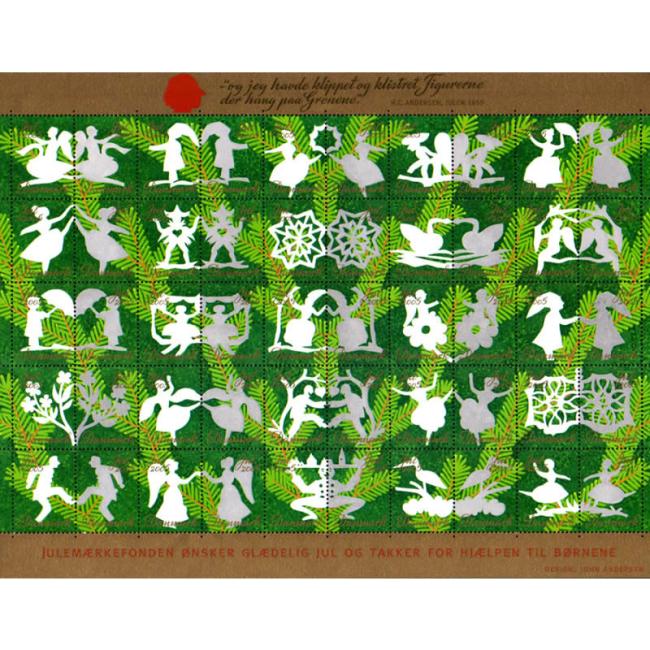 Danish Christmas Seals デンマーク クリスマス シール (2005年/50枚 1シート)