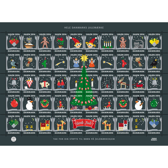 Danish Christmas Seals デンマーク クリスマス シール (2014年/1シート50枚)