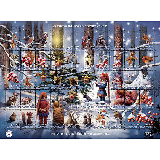 Danish Christmas Seals デンマーク クリスマス シール（2016年/1シート50枚）