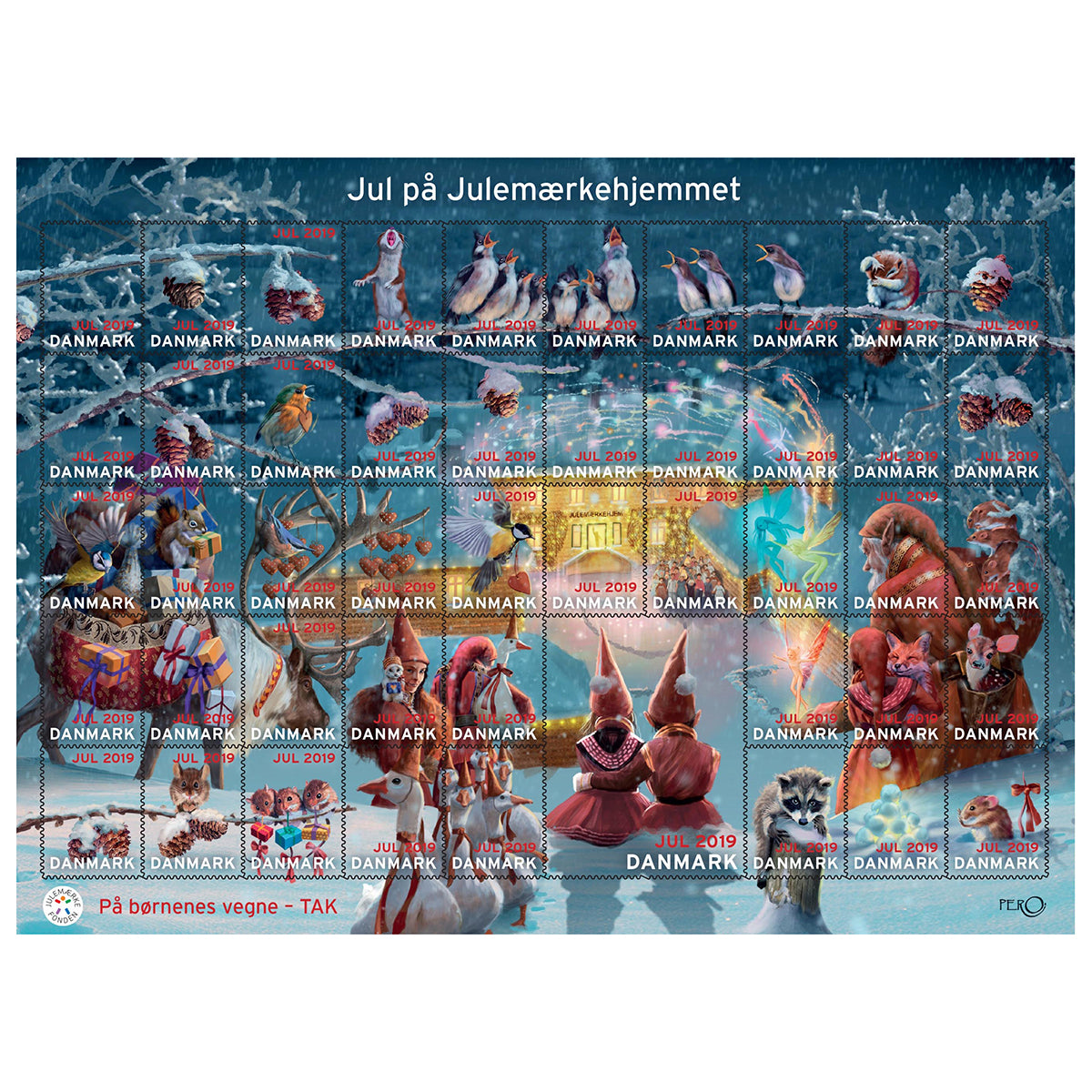 Danish Christmas Seals デンマーク クリスマス シール ( 2019年 / 1シート50枚 )
