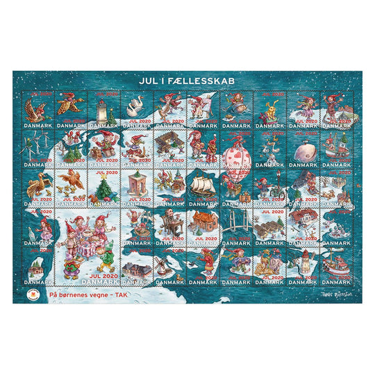 Danish Christmas Seals デンマーク クリスマス シール ( 2020年 / 1シート50枚 )