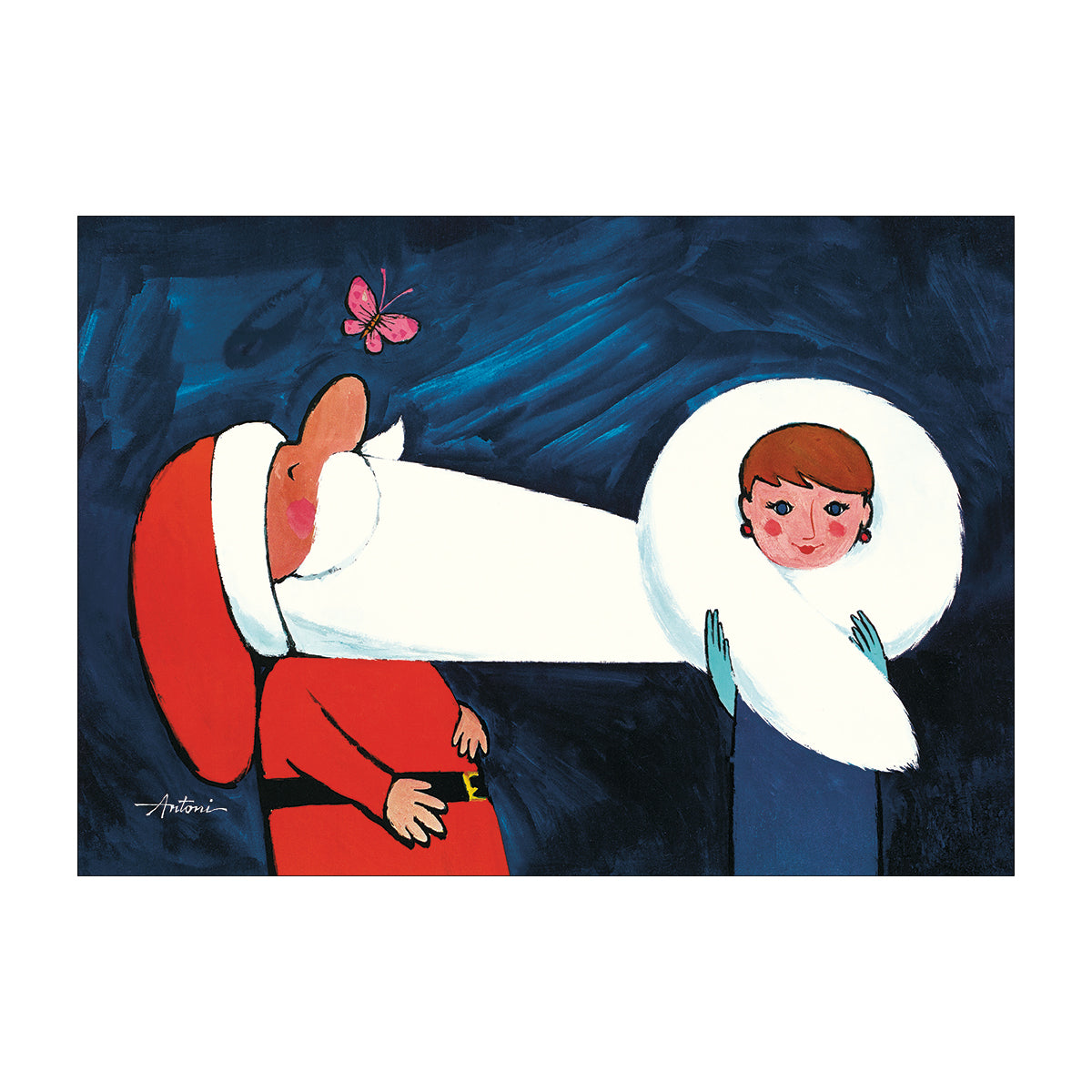 【30%OFF】Ib Antoni イブ・アントーニ クリスマス ポストカード(サンタと少女)【セール】