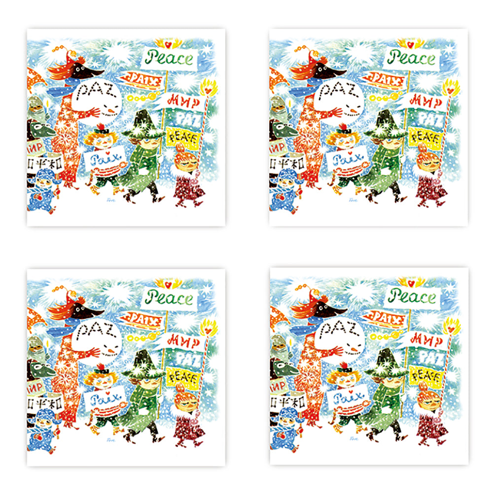 Moomin ムーミン Opto Design オプトデザイン 木製コースター4枚セット ( ピース / 9×9cm )