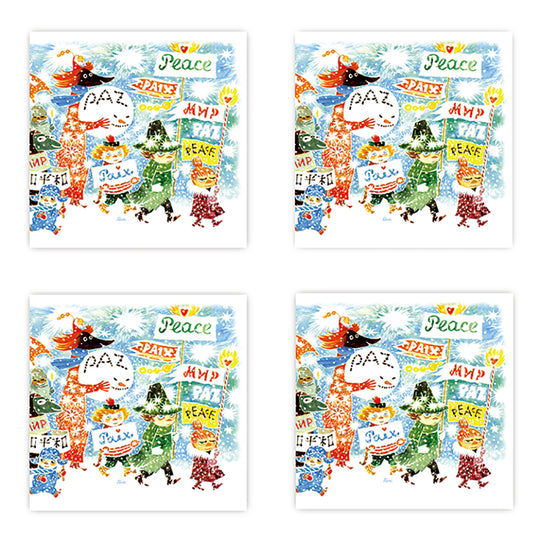 Moomin ムーミン Opto Design オプトデザイン 木製コースター4枚セット ( ピース / 9×9cm )