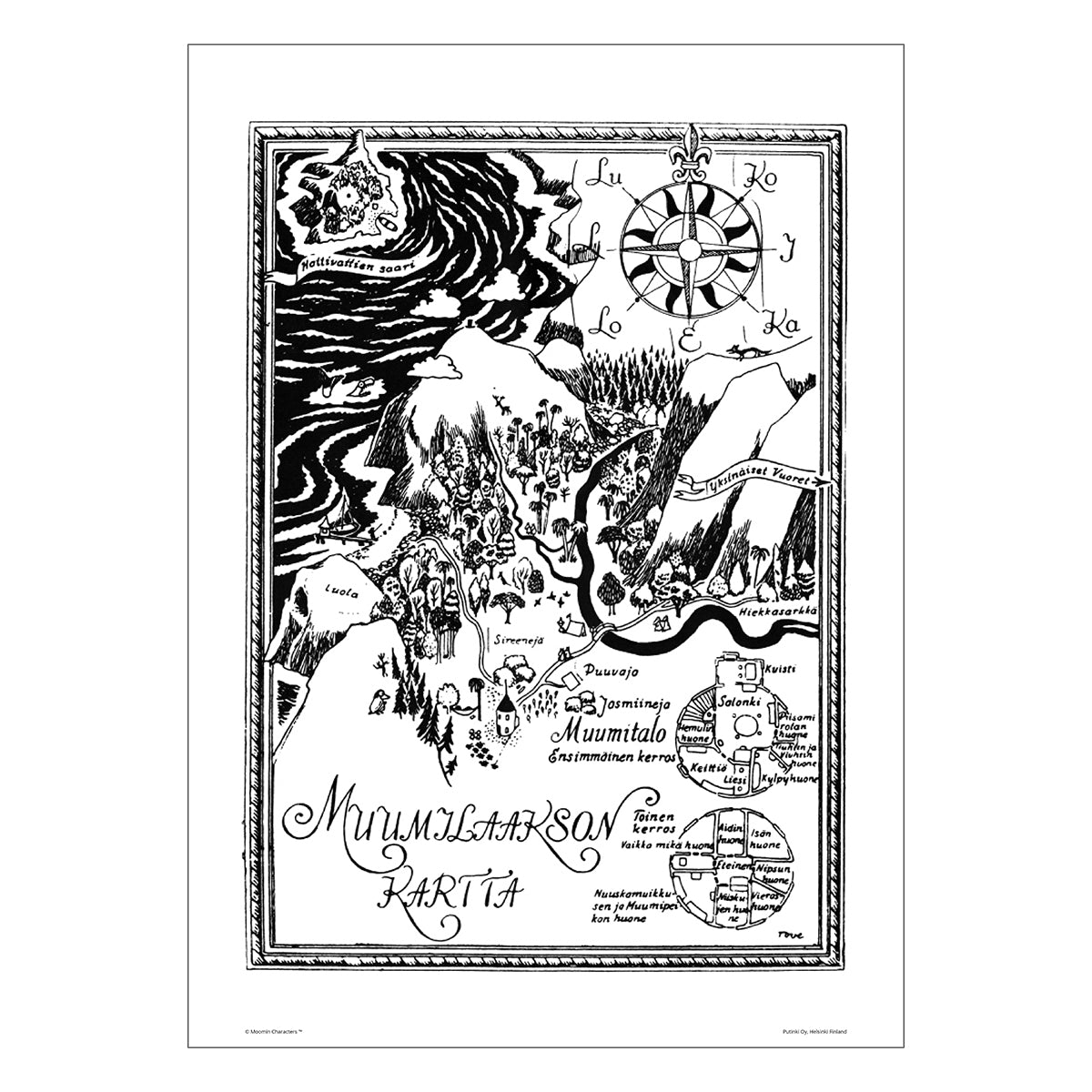 Moomin ムーミン Putinki プティンキ モノクロポスター ( ムーミン谷 / 50×70cm )