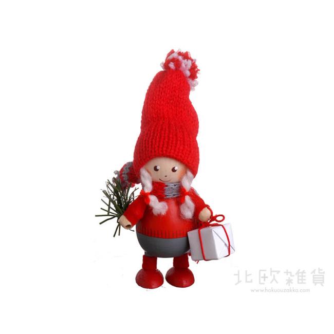 NORDIKA nisse ノルディカ ニッセ クリスマス 木製人形 (プレゼントを持った胴長女の子)
