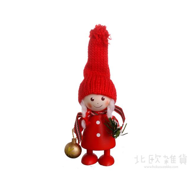 NORDIKA nisse ノルディカ ニッセ クリスマス 木製人形（オーナメントを持ったコートの女の子）