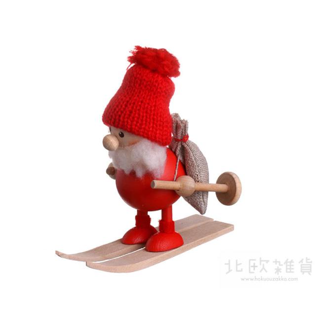 NORDIKA nisse ノルディカ ニッセ クリスマス 木製人形 (スキーをしているふとっちょサンタ / レッド)