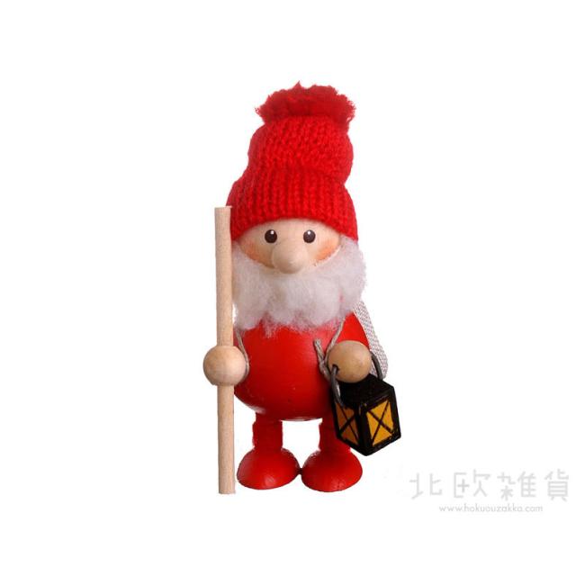 NORDIKA nisse ノルディカ ニッセ クリスマス 木製人形（ランタンを持ったふとっちょサンタ / レッド）