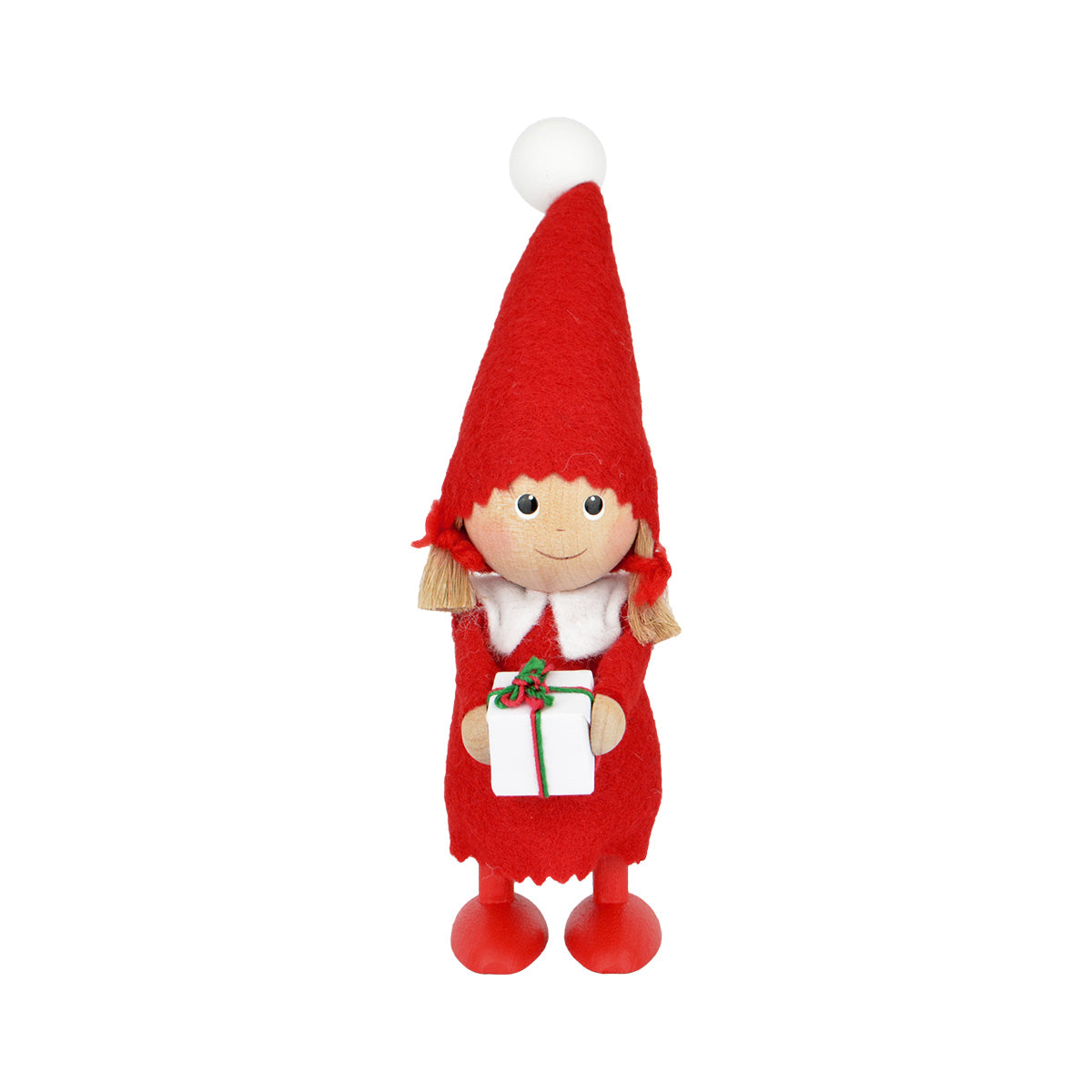 NORDIKA nisse ノルディカ ニッセ クリスマス 木製人形（プレゼントを持った女の子 / レッド）｜北欧雑貨