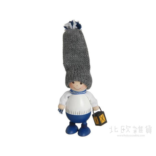 NORDIKA nisse ノルディカ ニッセ クリスマス 木製人形（ランタンを持ったふとっちょ男の子 / ホワイト）
