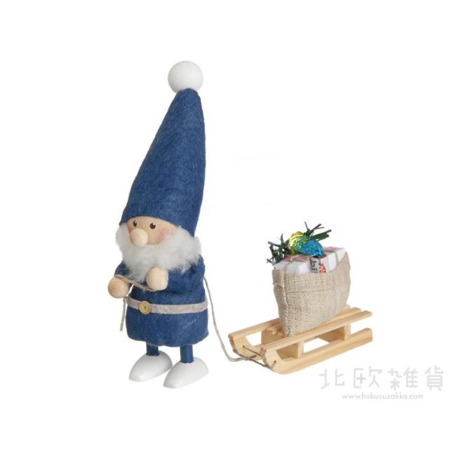 NORDIKA nisse ノルディカ ニッセ クリスマス 木製人形（そりをひいたサンタ / ブルー）
