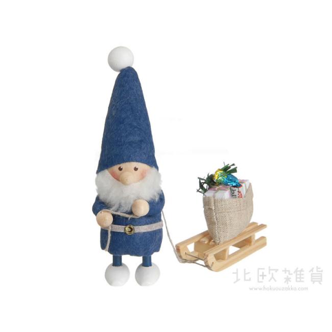 NORDIKA nisse ノルディカ ニッセ クリスマス 木製人形（そりをひいたサンタ / ブルー）