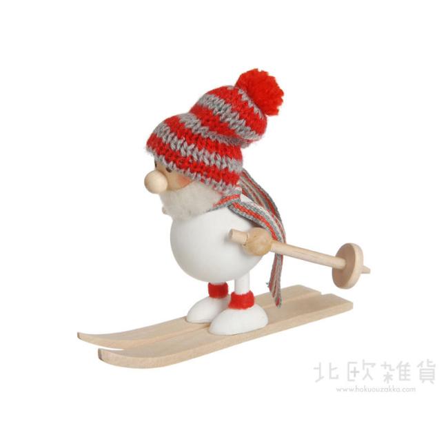 NORDIKA nisse ノルディカ ニッセ クリスマス 木製人形（スキーをしているふとっちょサンタ / ホワイト）