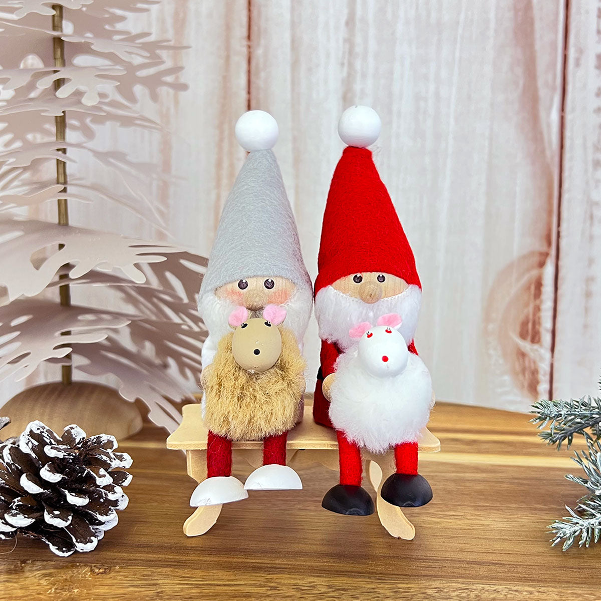 ノルディカニッセ　ウサギを抱えたサンタ&白羊&ツリー NORDIKA nisse ノルディカ ニッセ クリスマス 木製人形 ( ウサギを抱え