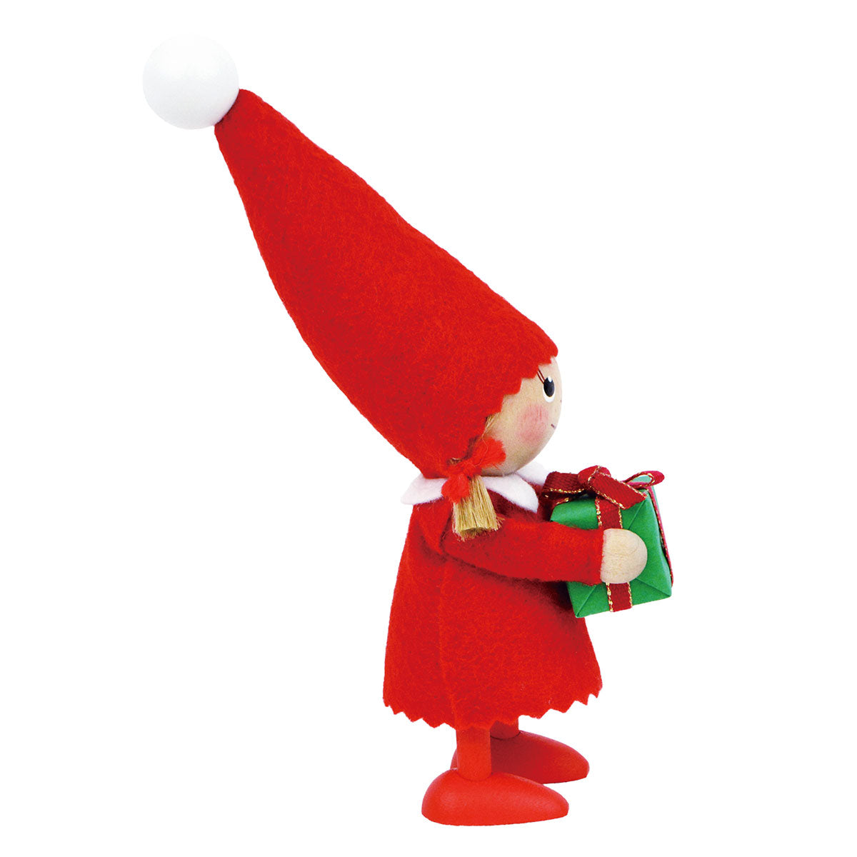 NORDIKA nisse ノルディカ ニッセ クリスマス 木製人形 ( プレゼントを持った女の子 / グリーン )｜北欧雑貨