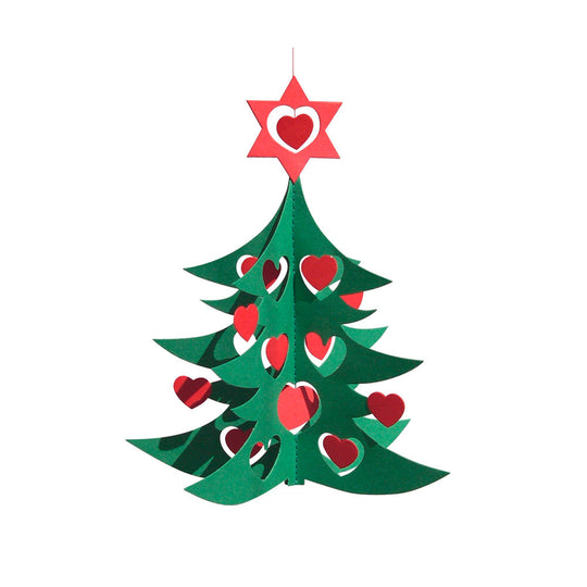 Livingly リビングリー ペーパーモビール ( ハートのクリスマスツリー / M / グリーン / レッド )