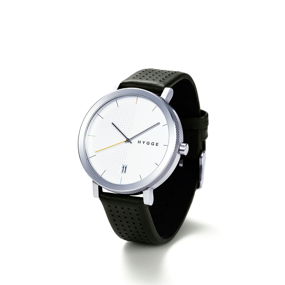 HYGGE Watches ヒュッゲウォッチズ 2203 SERIES WATCH ( Black LEATHER / White dial / Silver case )