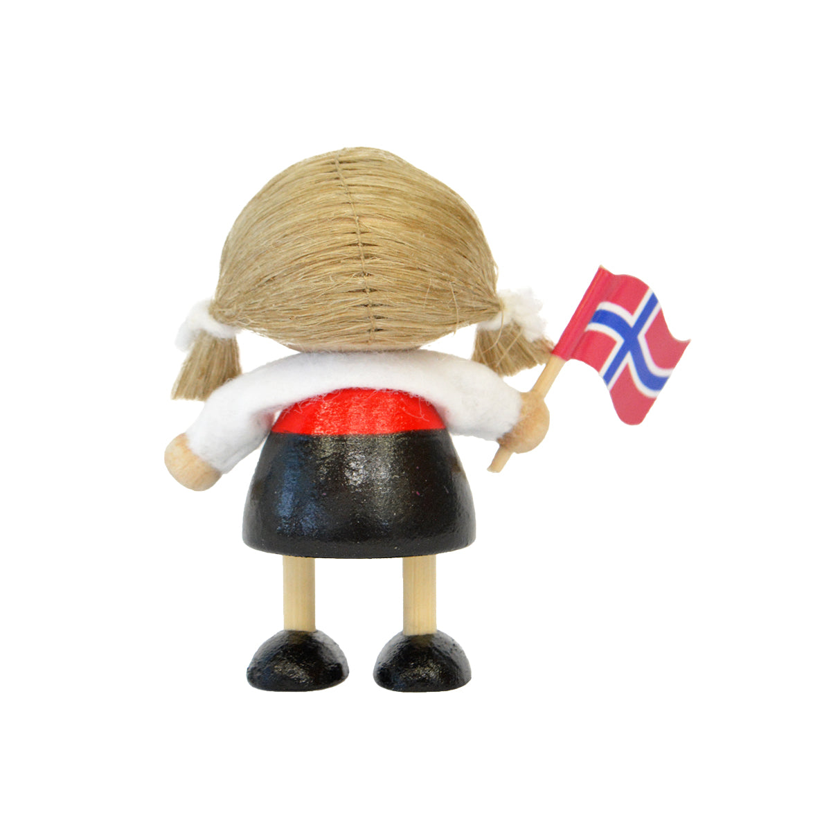 NORDIC GIFT ノルディック・ギフト 木製人形ノルウェーフラッグを持った女の子｜北欧雑貨